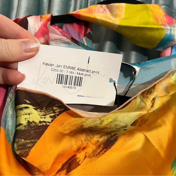 Abstract Watercolor Cowl-Neck Midi Dress - Multicolor - Picture 4 of 6